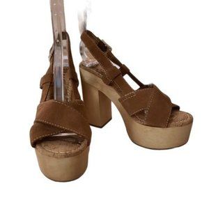 Sam Edelman Mae Platform Suede Wooden Sandals